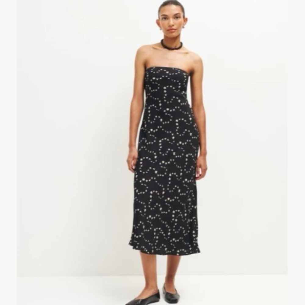 Reformation Joana Strapless Floral Midi Dress